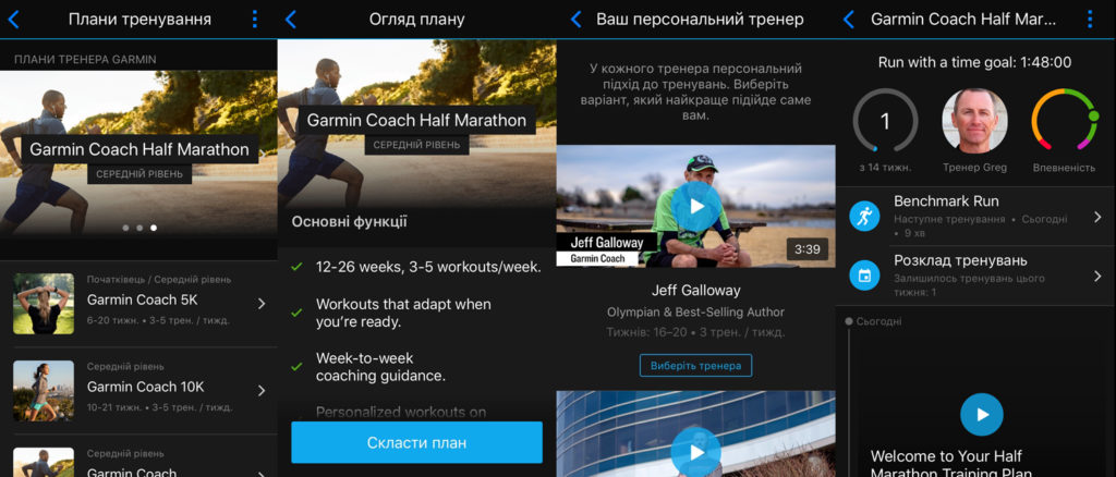 Беговые планы в GARMIN Connect