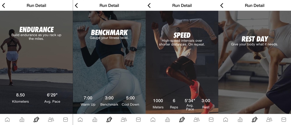 Виды тренировок в беговой программе Nike Run Club