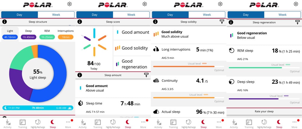 Приложение Polar Flow, вкладка